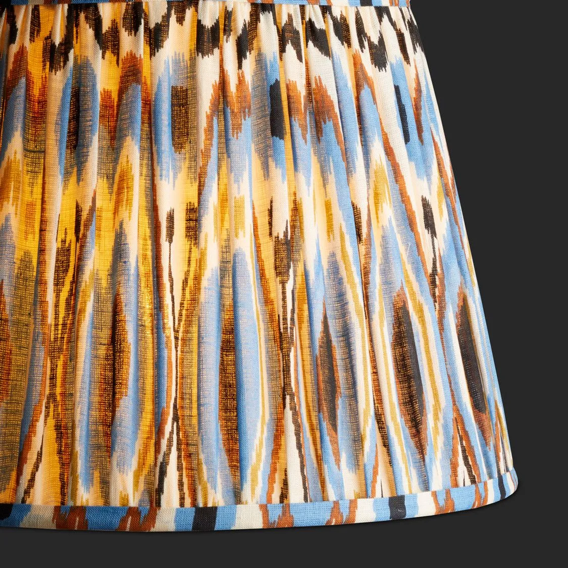 16cm empire printed linen ikat shade in blue heraldic