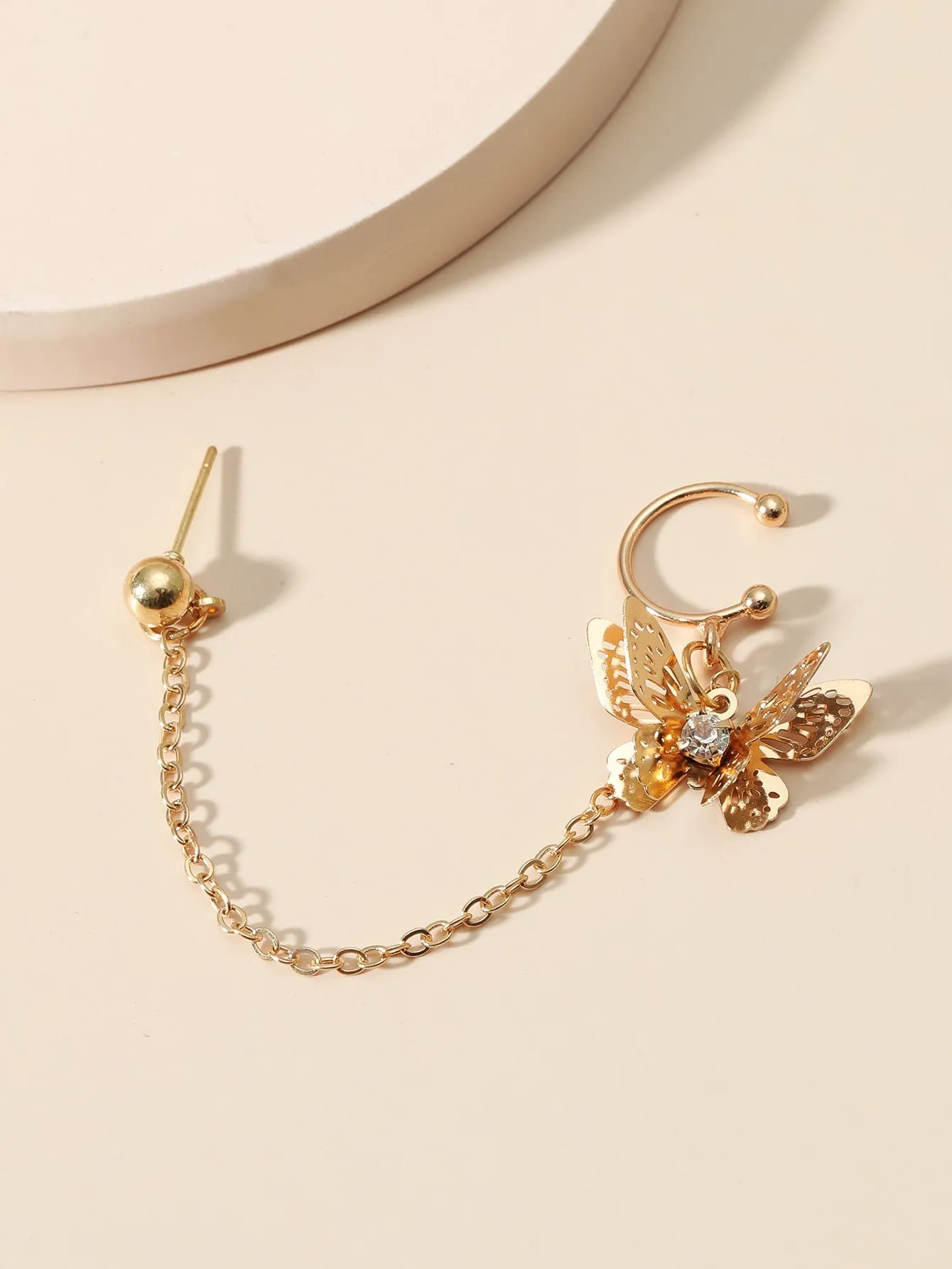 1pc Chain Decor Butterfly Charm Earring