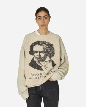 30/-SWT Knit x Fur Grizzly Sweatshirt (Profile Rainbowy & Beethoven) Ecru