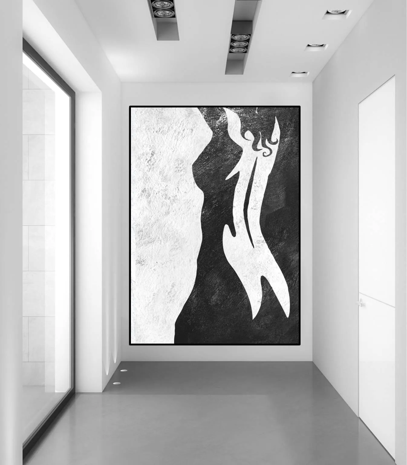 Abstract Nude Woman Painting Black and White Wall Decor Fp004