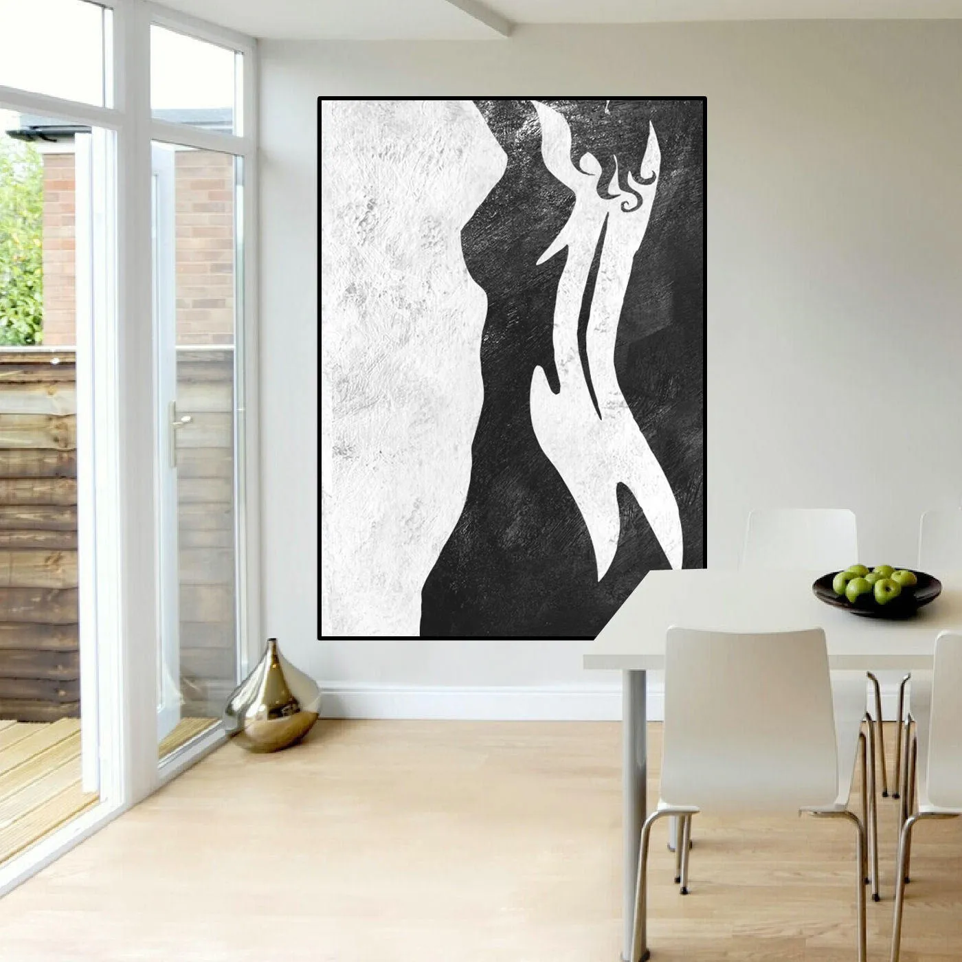 Abstract Nude Woman Painting Black and White Wall Decor Fp004