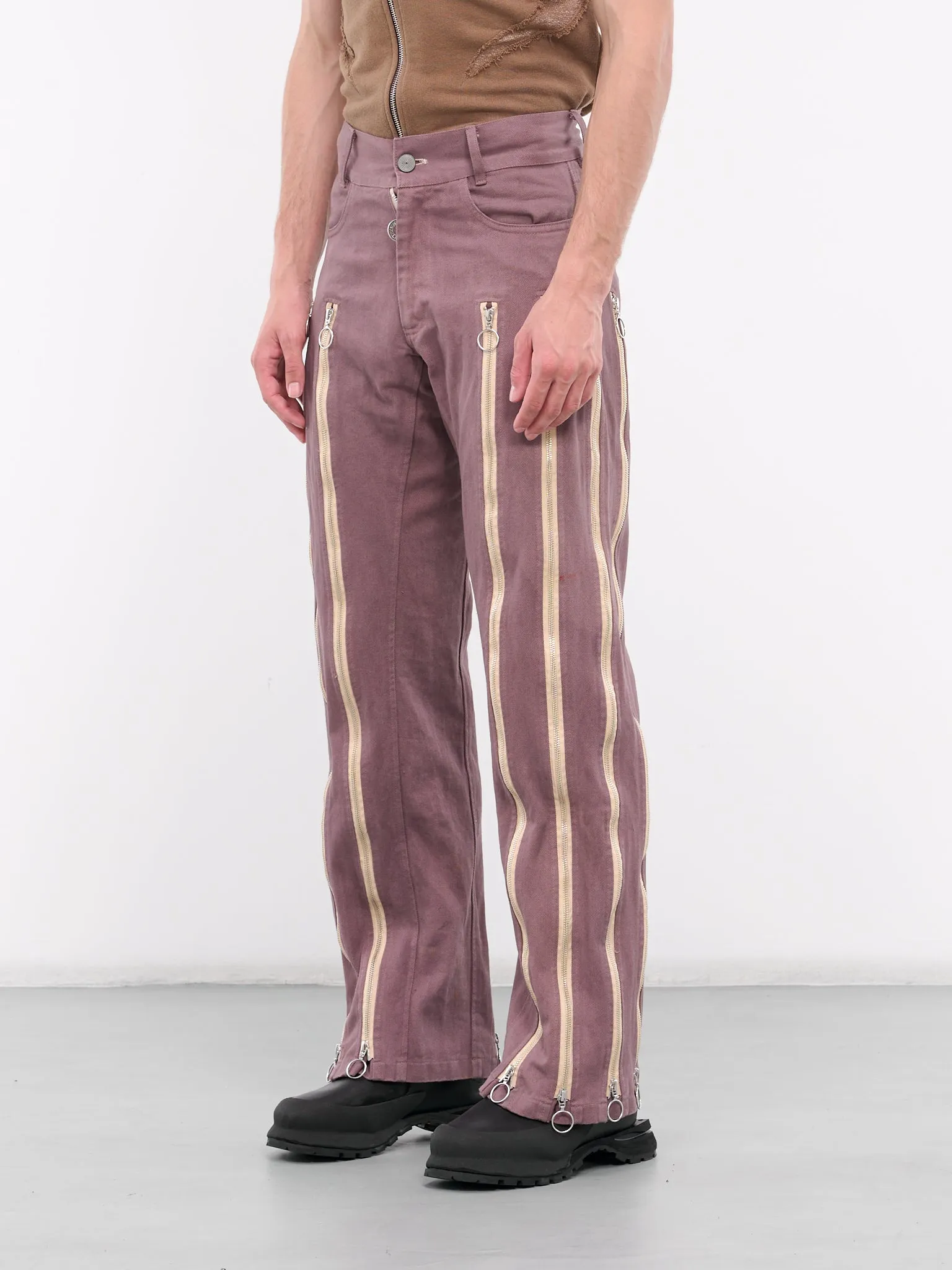 Adjustable Zip Fit Jeans (ADJZIPJEAN-BROWN-GARMENT-DYE)