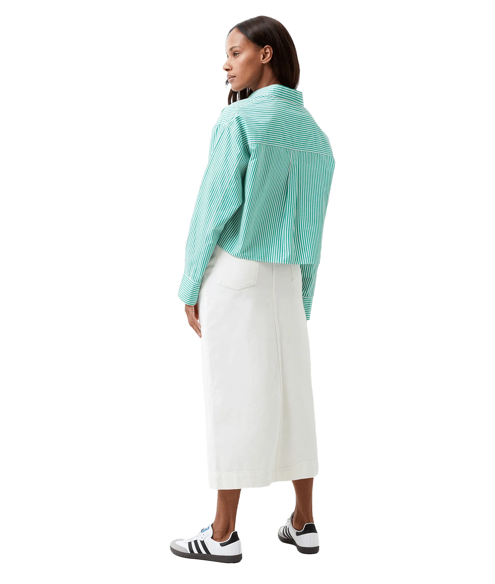 Alissa Stripe Cropped Shirt - Green