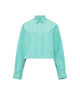 Alissa Stripe Cropped Shirt - Green