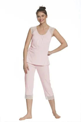 Amber Short Sleeve Cropped Pant PJ Set - Sales Rack