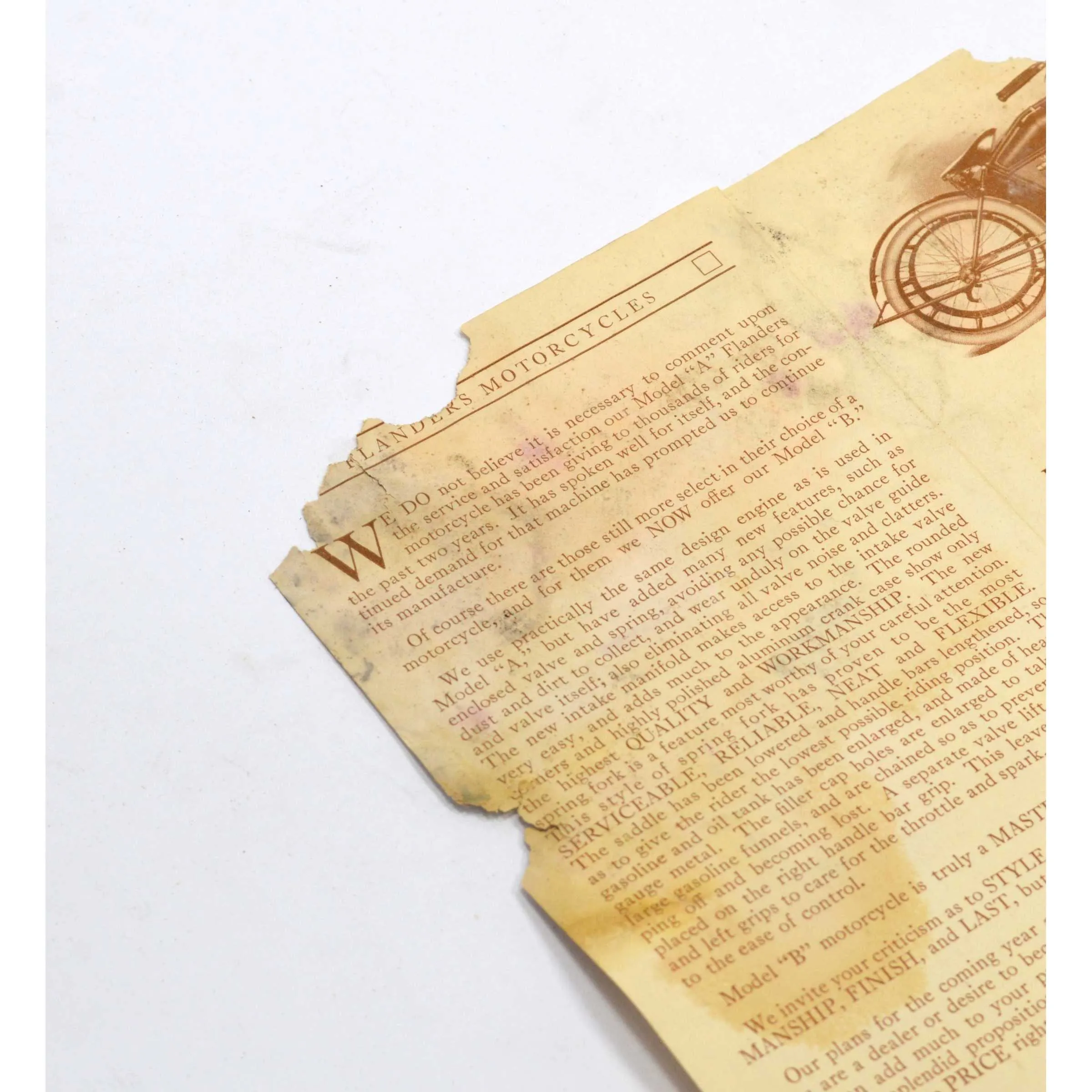 Antique MAIL AD EPHEMERA "1913 FLANDERS MOTORCYCLES" Harris Brothers   ENVELOPE!