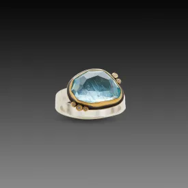 Aquamarine with Five Diamond Dots