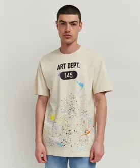 Art Dept Paint Splatter Short Sleeve Tee - Tan