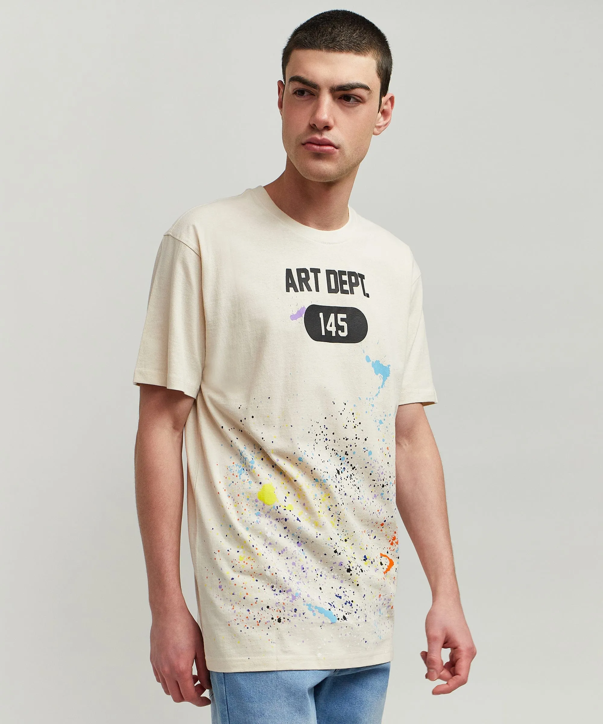 Art Dept Paint Splatter Short Sleeve Tee - Tan