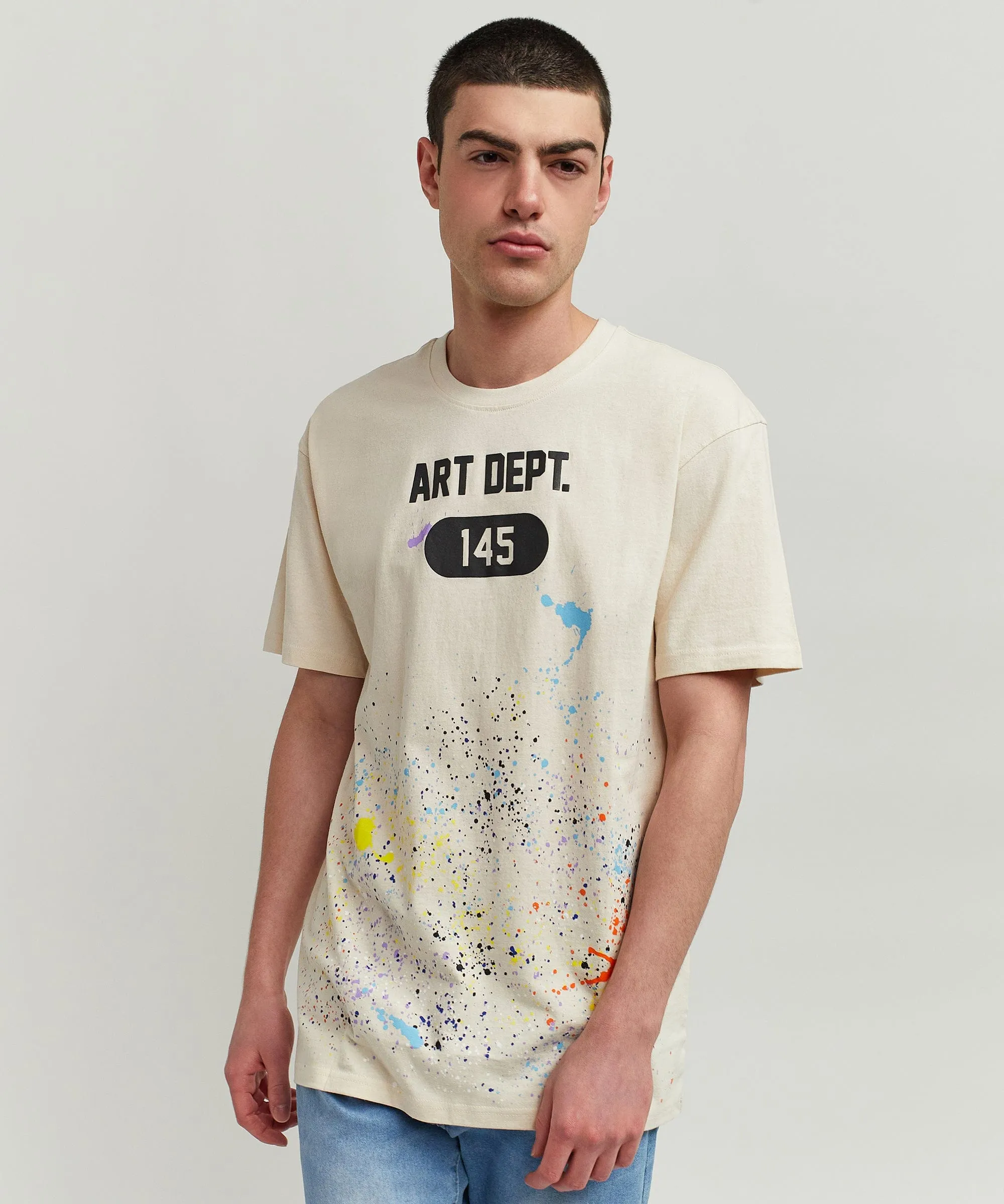 Art Dept Paint Splatter Short Sleeve Tee - Tan