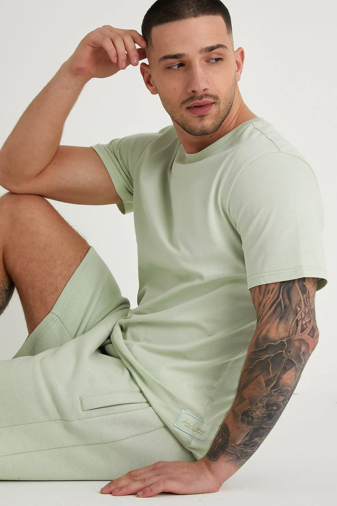 Aston crew neck t-shirt in Artichoke