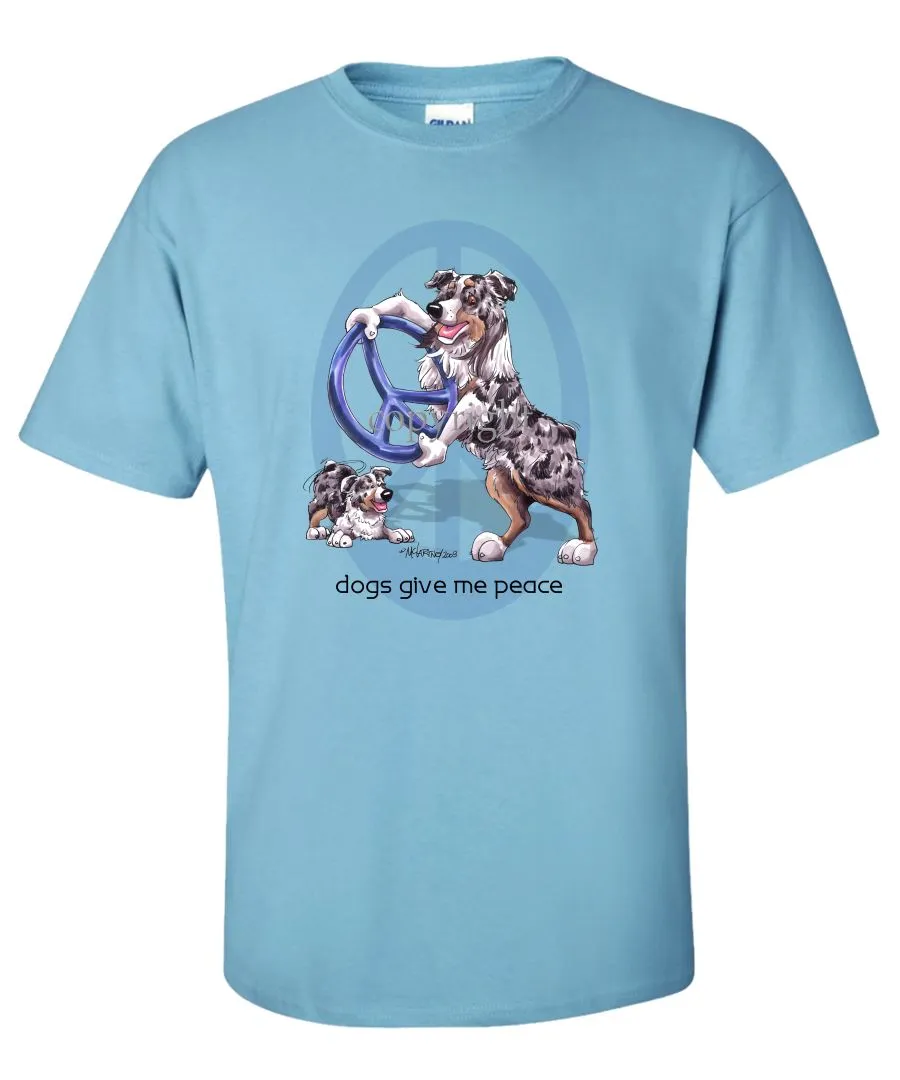 Australian Shepherd  Blue Merle - Peace Dogs - T-Shirt