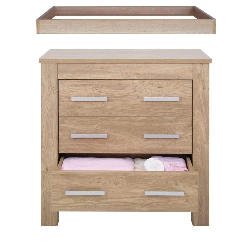Baby Style Bordeaux 2pc Furniture Set - Oak inc free Sprung Cot Bed Mattress