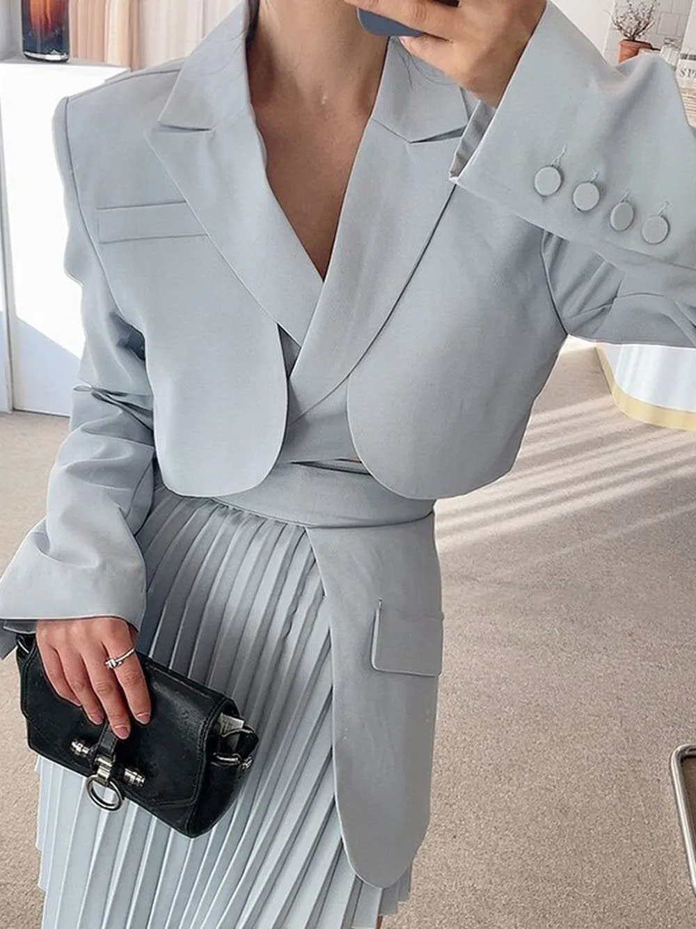 BANDETTE Blazer & Skirt Set in Light Blue