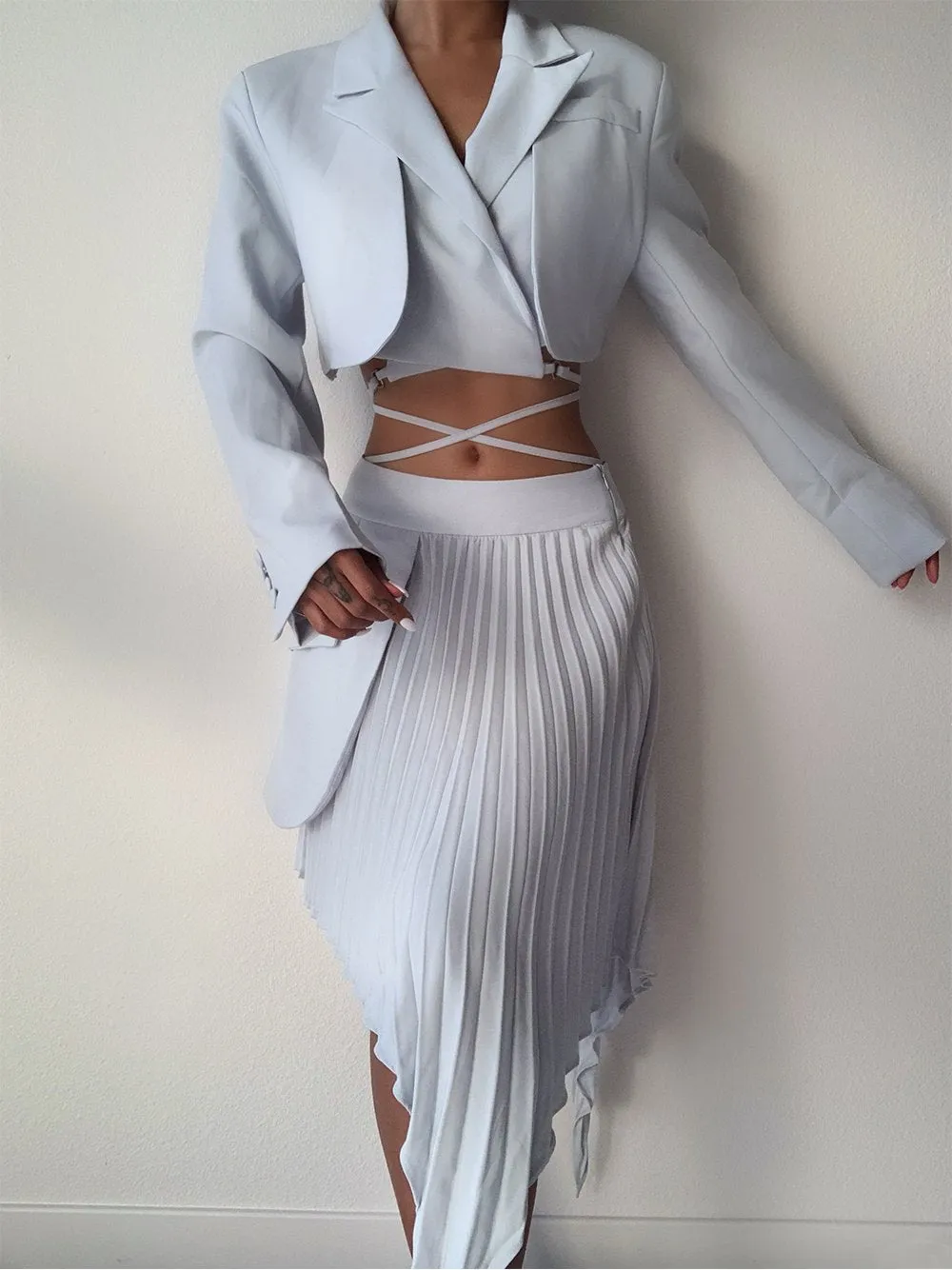 BANDETTE Blazer & Skirt Set in Light Blue