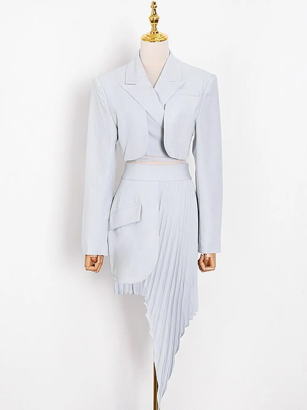 BANDETTE Blazer & Skirt Set in Light Blue