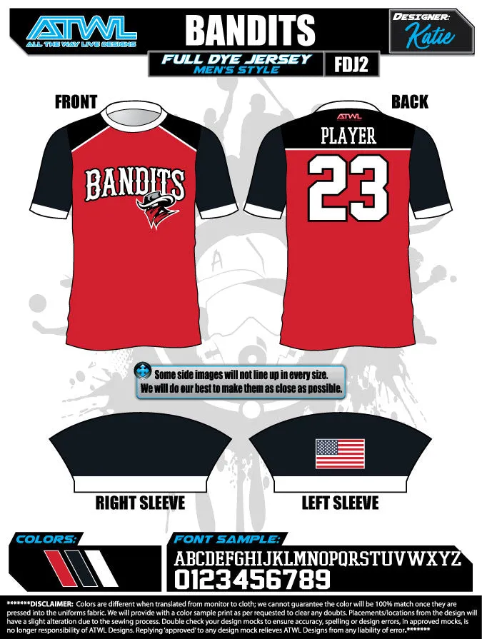Bandits 8U Full Dye Jerseys