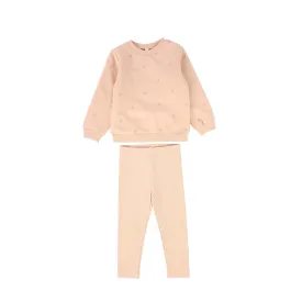 Bebe Jolee Peach Embroidered Butterfly Sweatshirt Set
