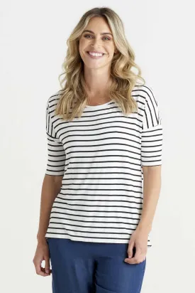 Betty Basics Marbella Tee in Black White Stripe