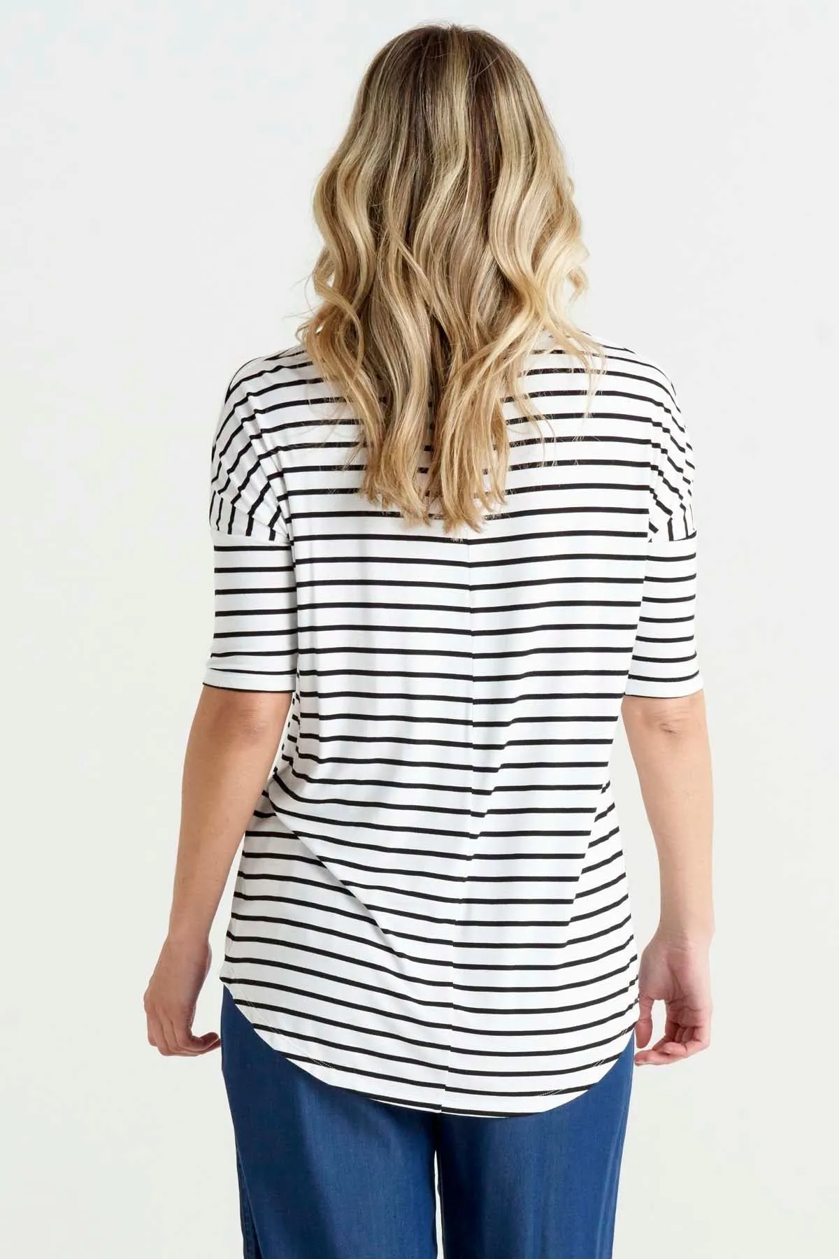 Betty Basics Marbella Tee in Black White Stripe
