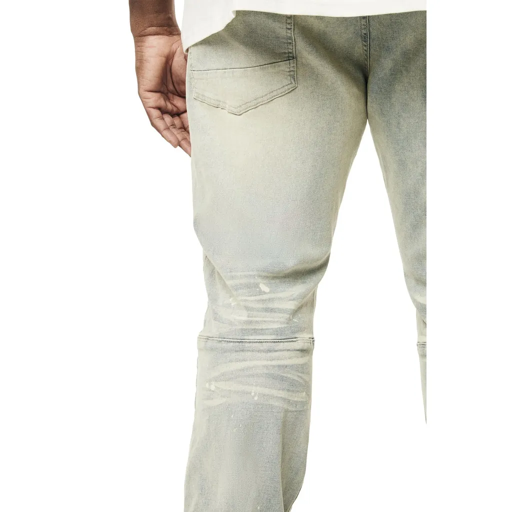Big and Tall - Puff High Density Printed Stacked Denim Jeans - Ombre Blue