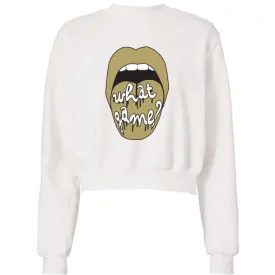 Black & Gold What Game Lips Cropped Sweatshirt