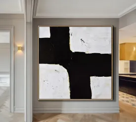 Black and White Abstract Painting Minimalist Art Yp044