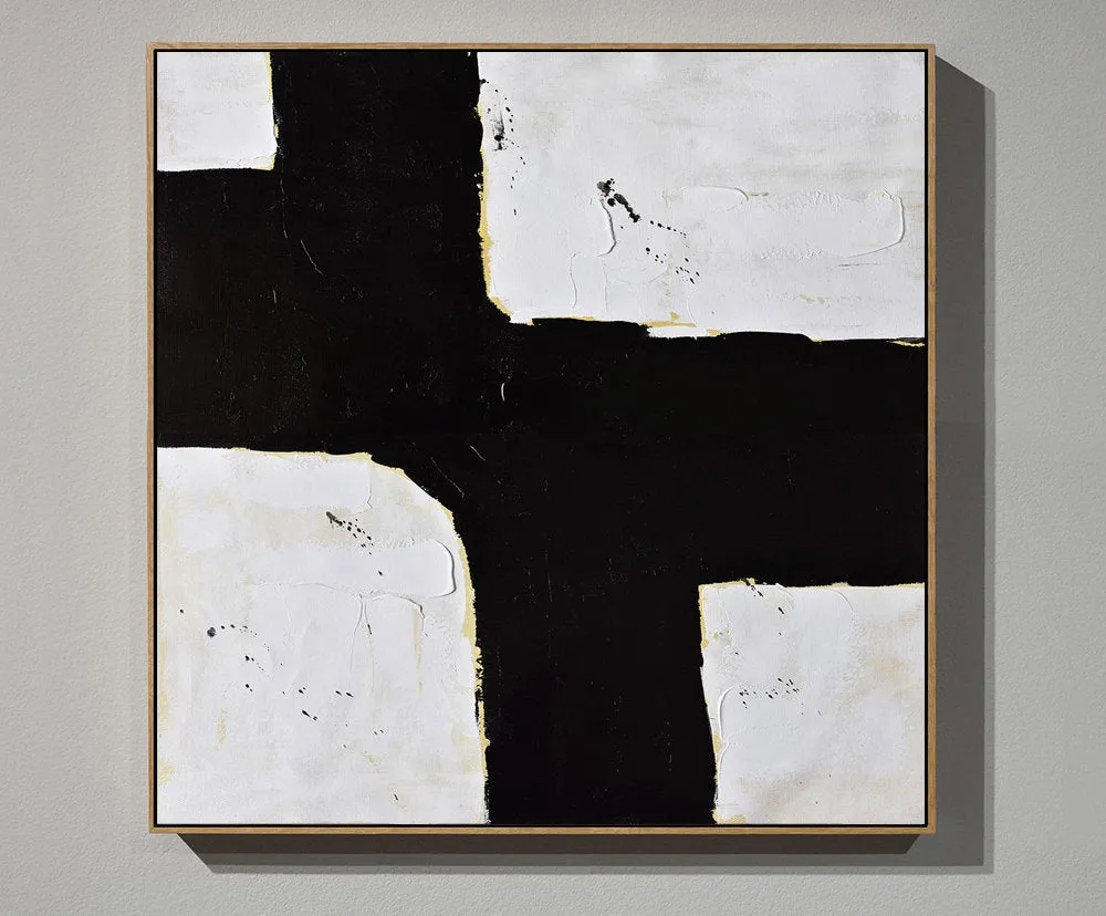 Black and White Abstract Painting Minimalist Art Yp044