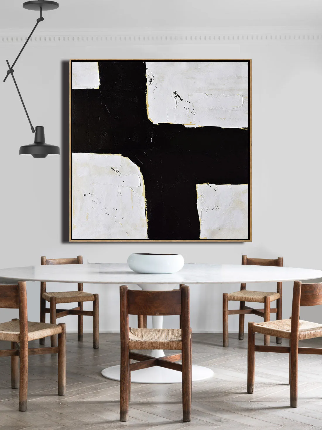 Black and White Abstract Painting Minimalist Art Yp044