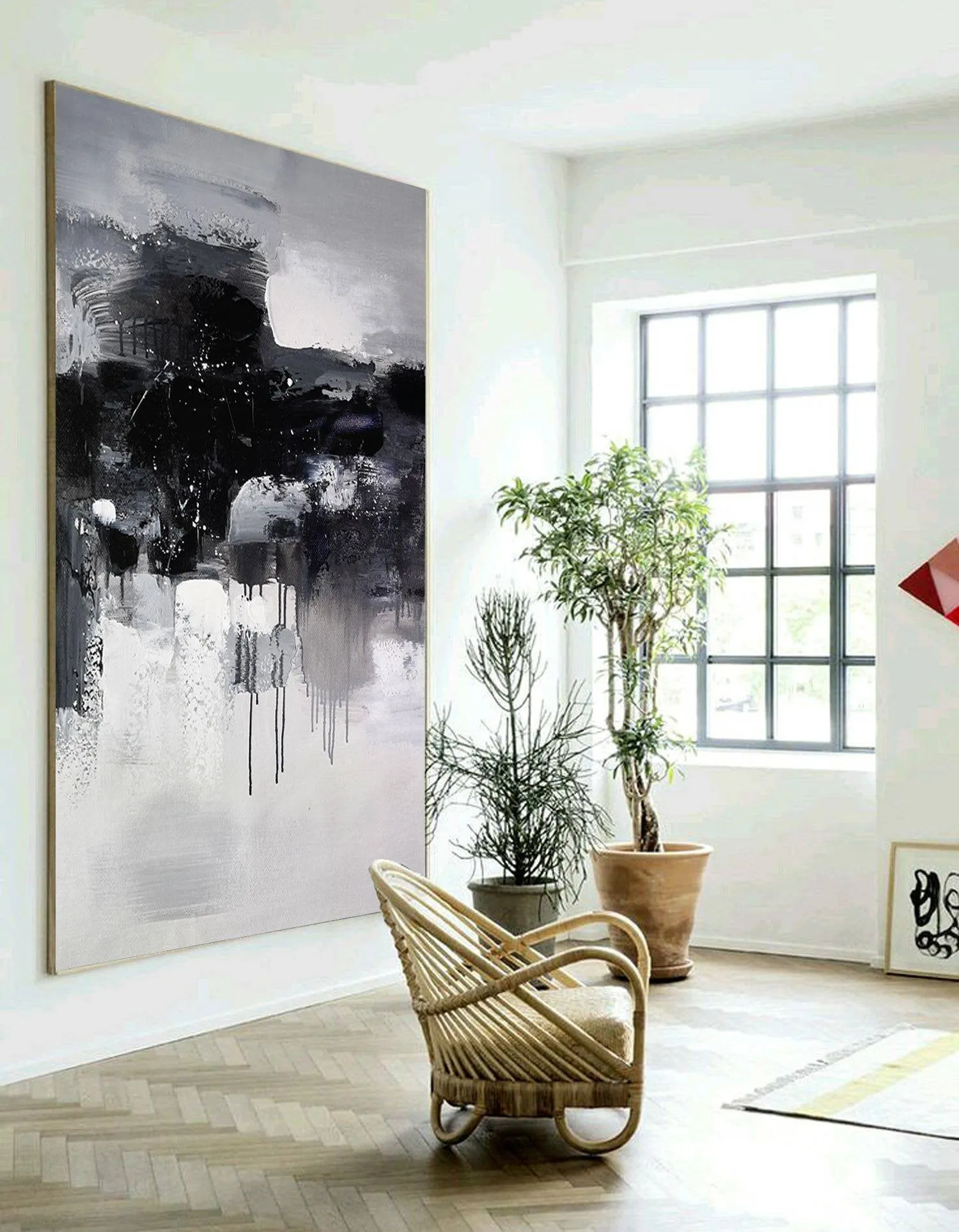 Black And White Wall Art Abstract Painting Contemporary Painting YP052
