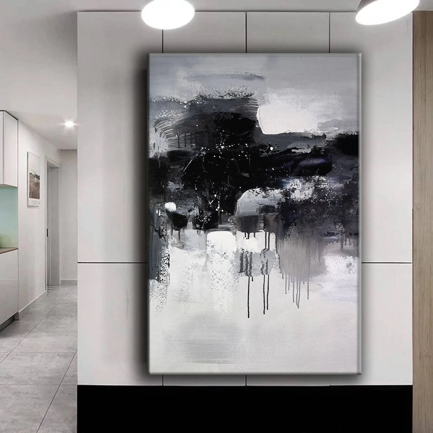 Black And White Wall Art Abstract Painting Contemporary Painting YP052