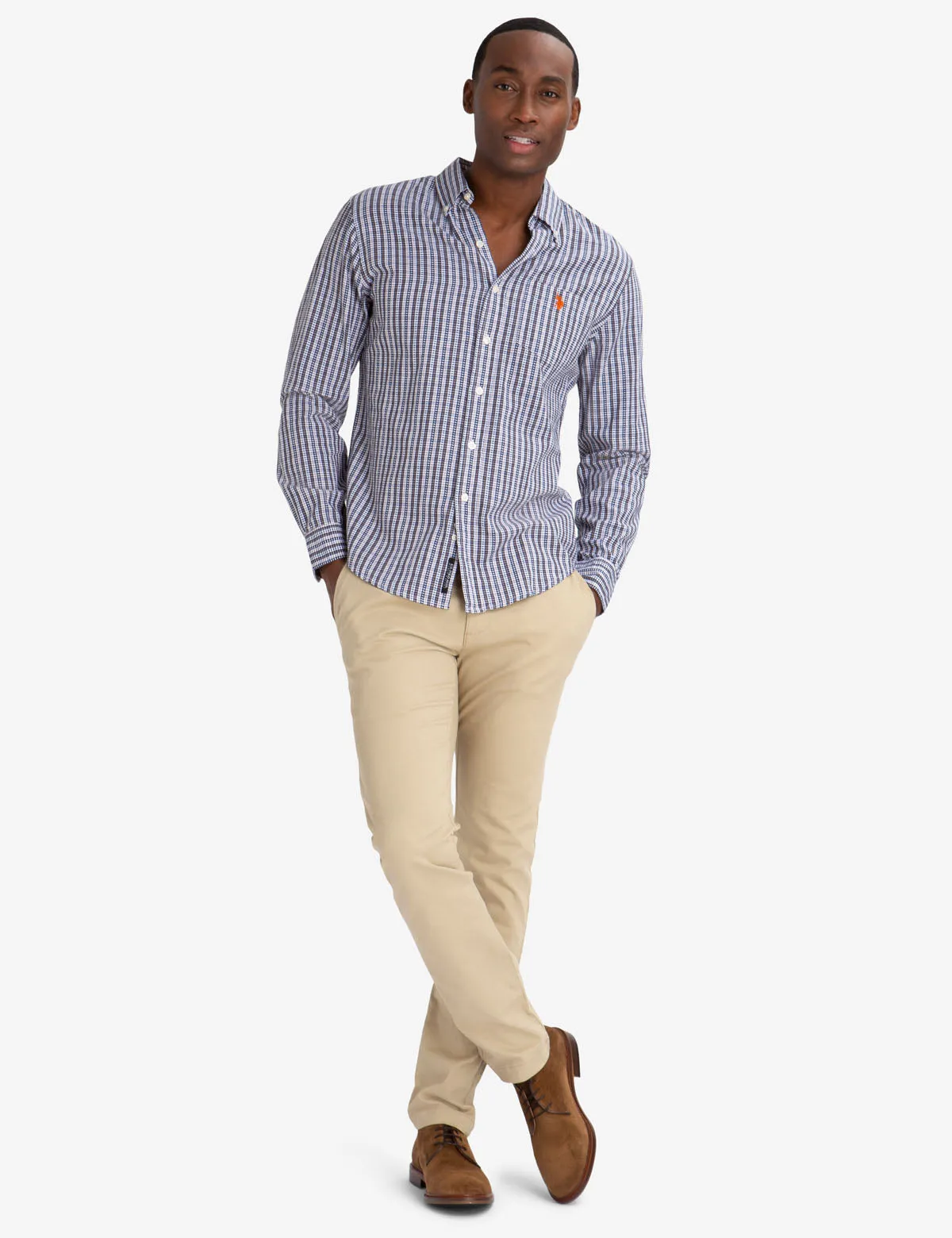 BLACK MALLET SLIM FIT PLAID DOBBY SHIRT