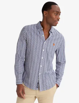 BLACK MALLET SLIM FIT PLAID DOBBY SHIRT