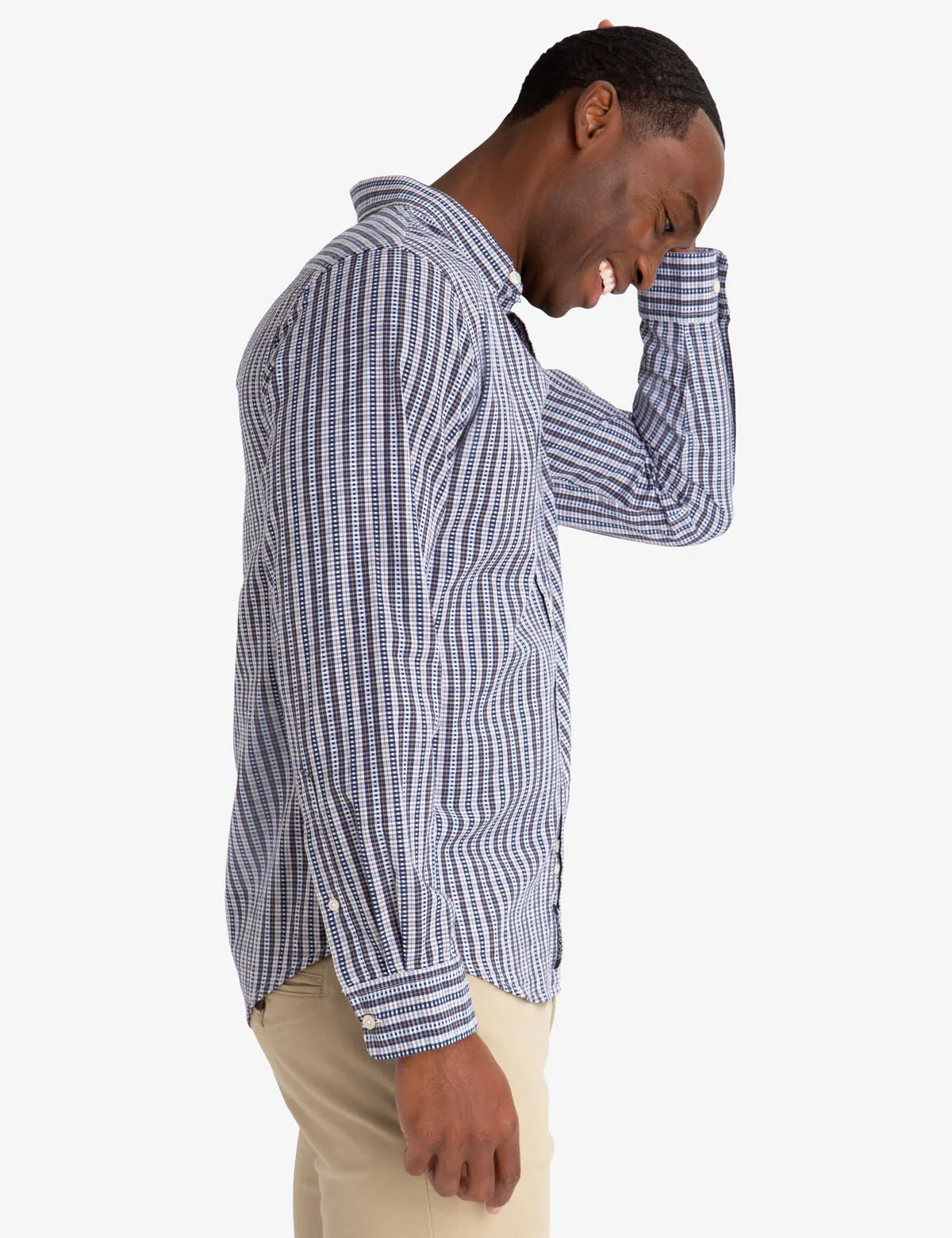 BLACK MALLET SLIM FIT PLAID DOBBY SHIRT