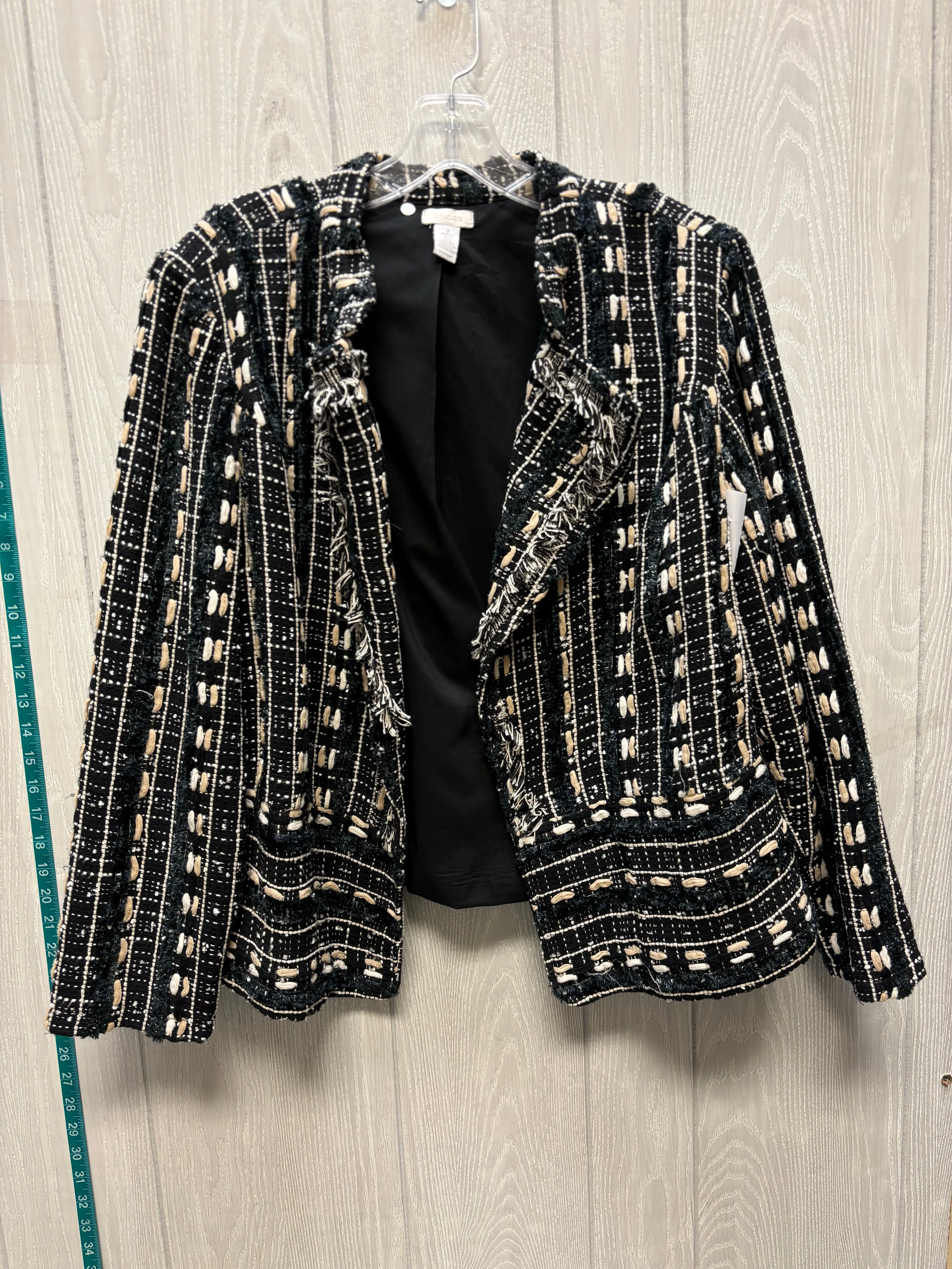 Blazer By Chicos In Black & Cream, Size: Xl