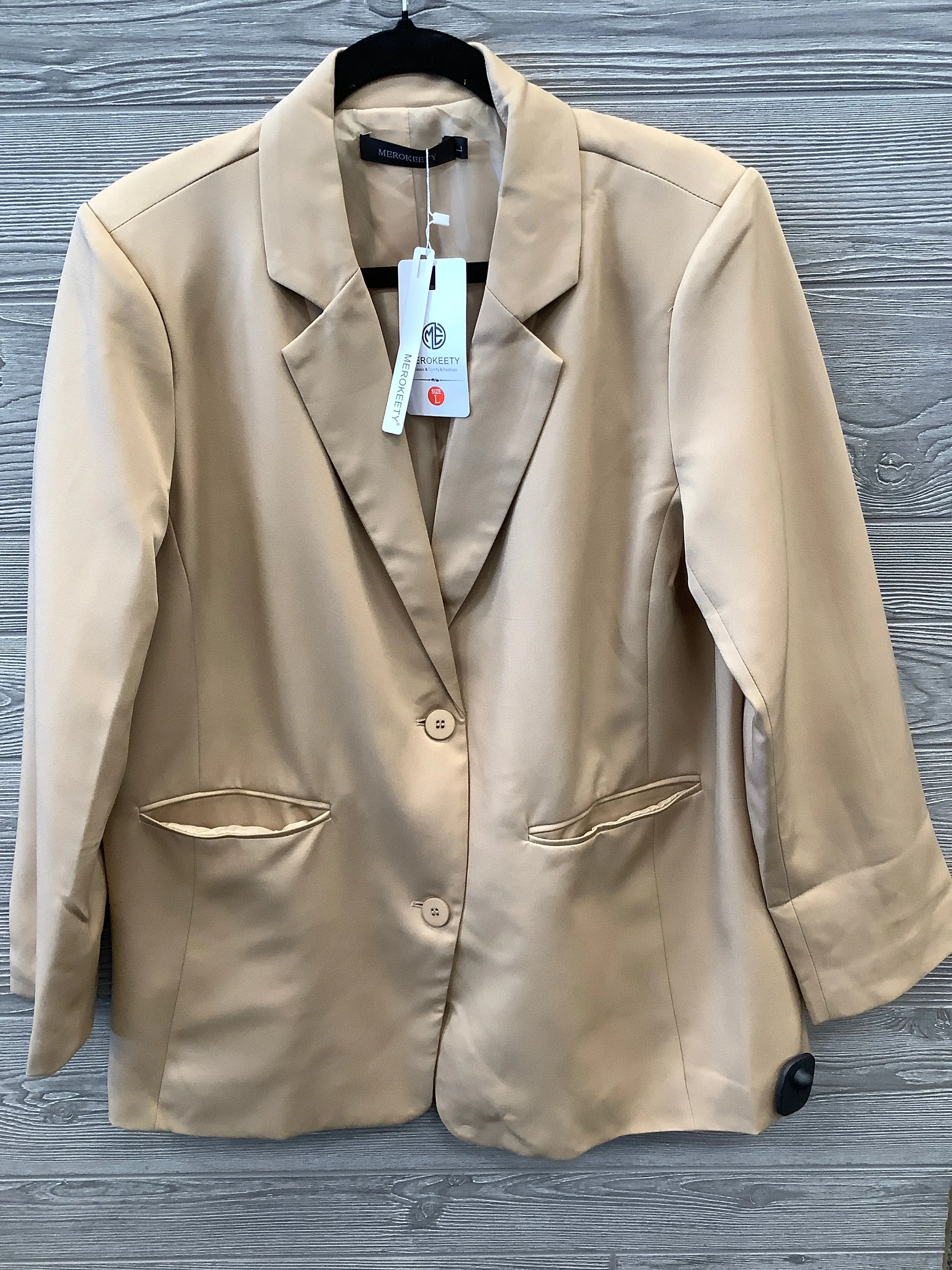 Blazer By Clothes Mentor In Tan, Size: L