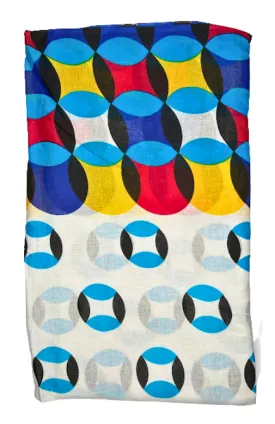 Blue and White Shapes Voil African Print  - VL3
