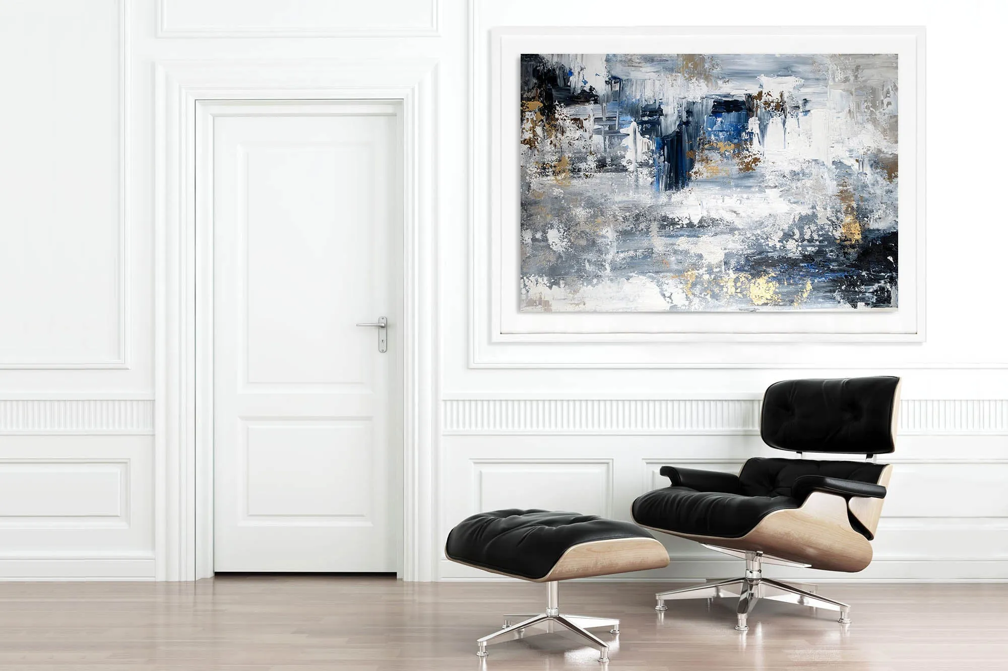 Blue White Large Palette Knife Abstract Painting Modern Canvas Art Yp109