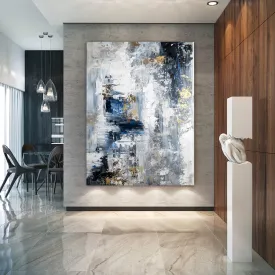 Blue White Large Palette Knife Abstract Painting Modern Canvas Art Yp109