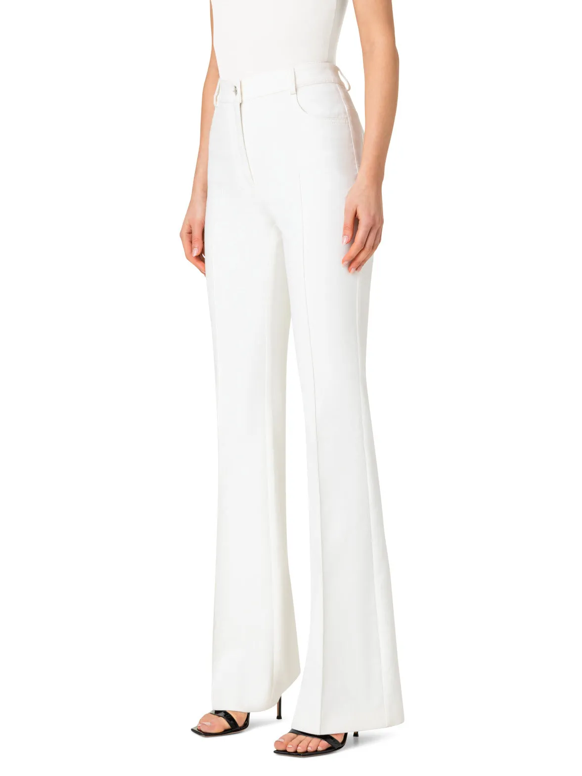 Bootcut Cotton Silk Stretch Double-Face Pants