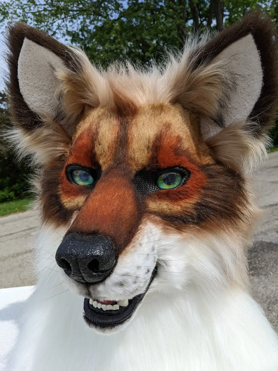 Brown with Green Eyes Wolf/dog Head, Hands, Tail.