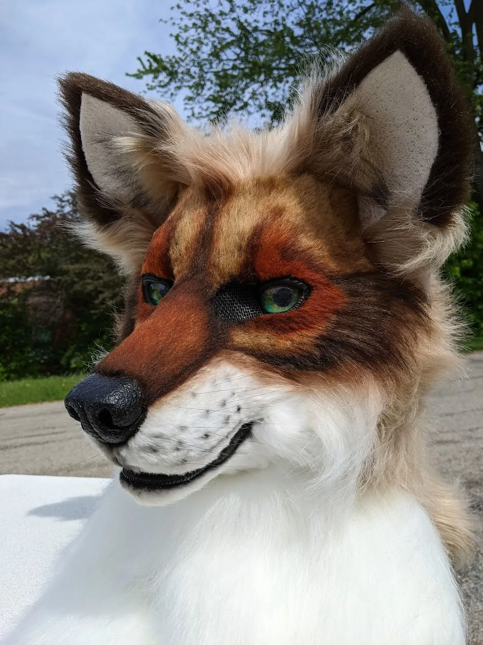 Brown with Green Eyes Wolf/dog Head, Hands, Tail.