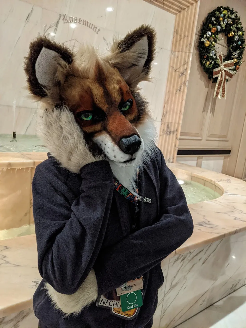 Brown with Green Eyes Wolf/dog Head, Hands, Tail.