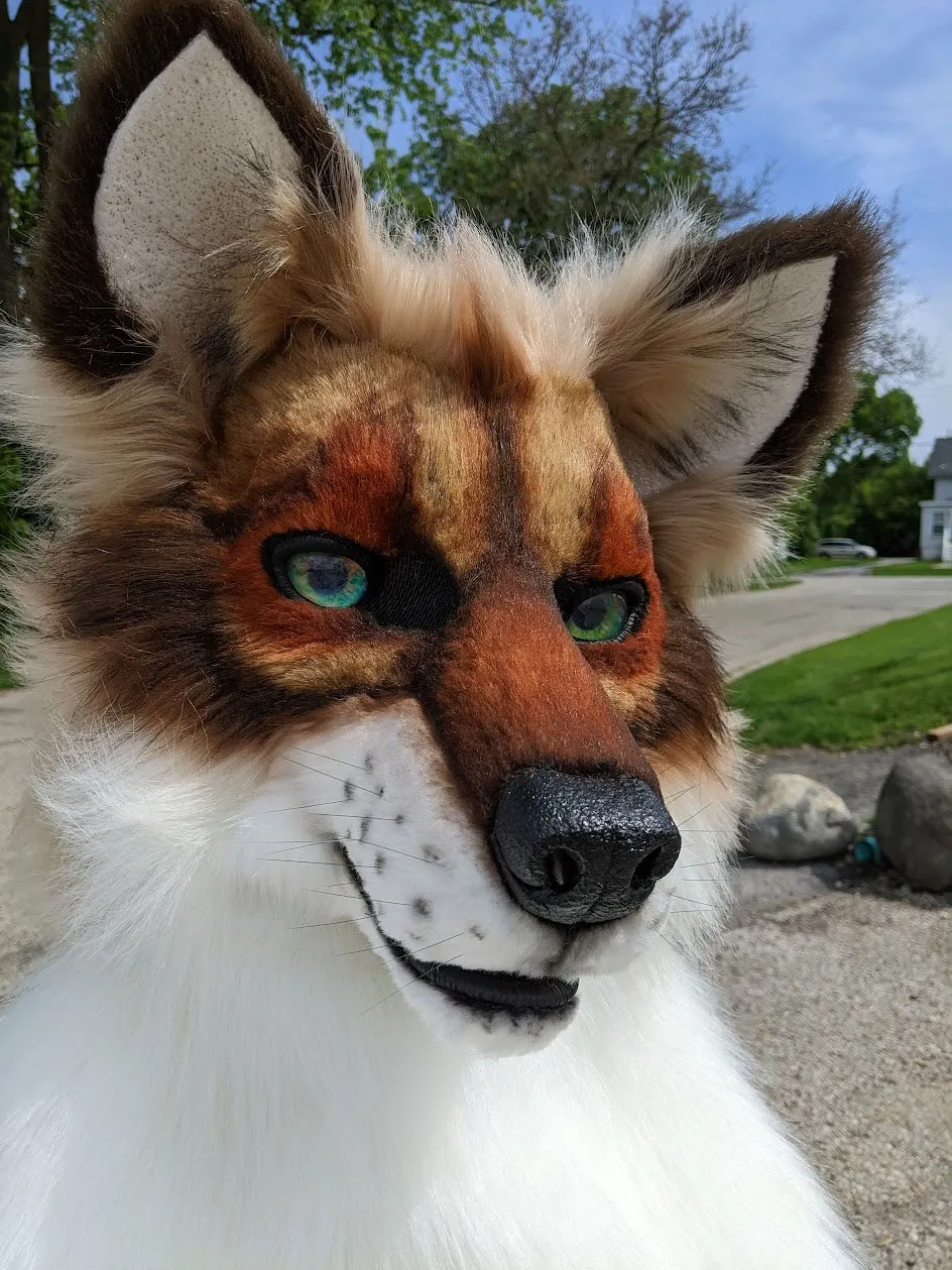 Brown with Green Eyes Wolf/dog Head, Hands, Tail.