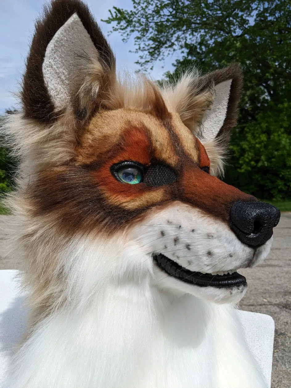 Brown with Green Eyes Wolf/dog Head, Hands, Tail.