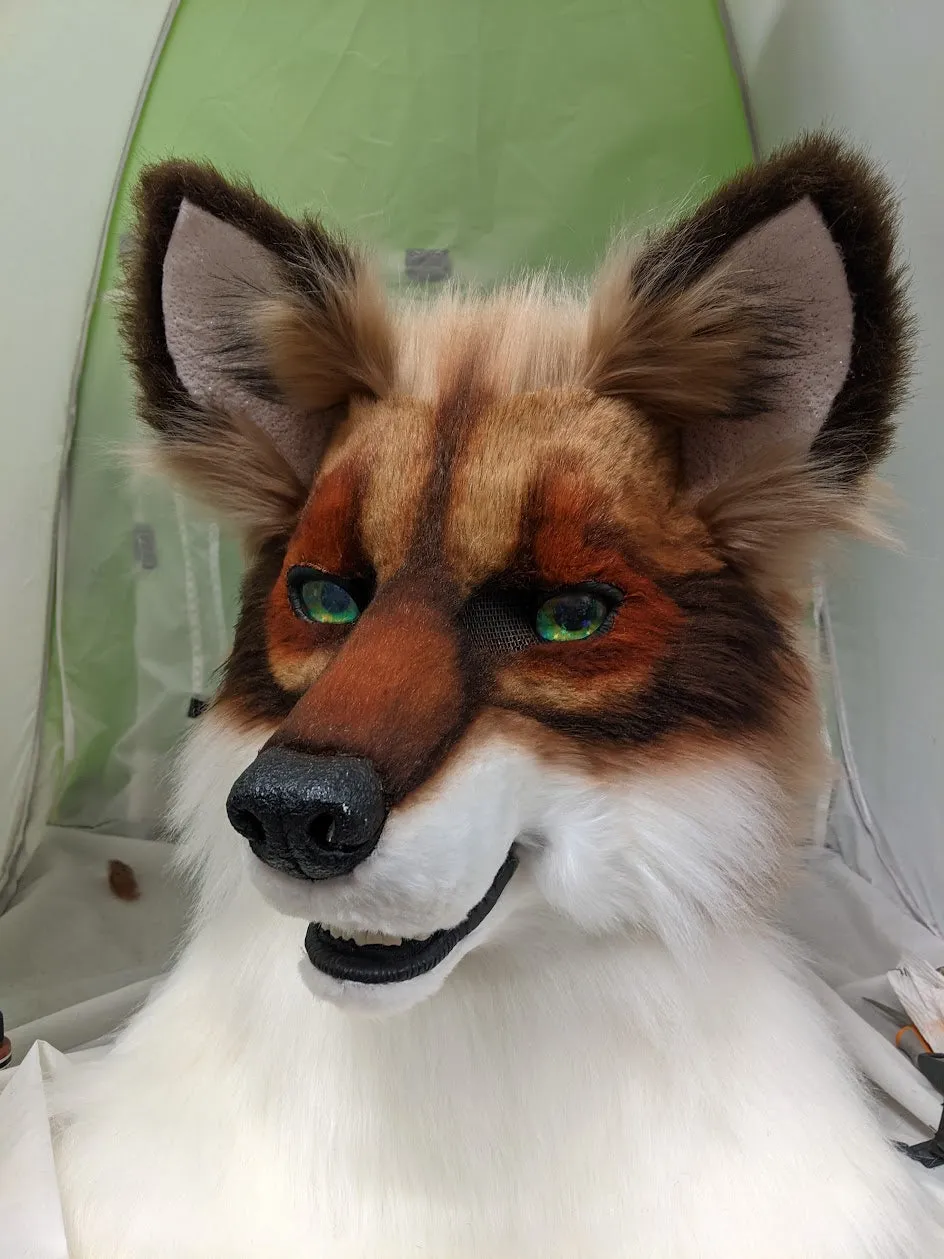 Brown with Green Eyes Wolf/dog Head, Hands, Tail.