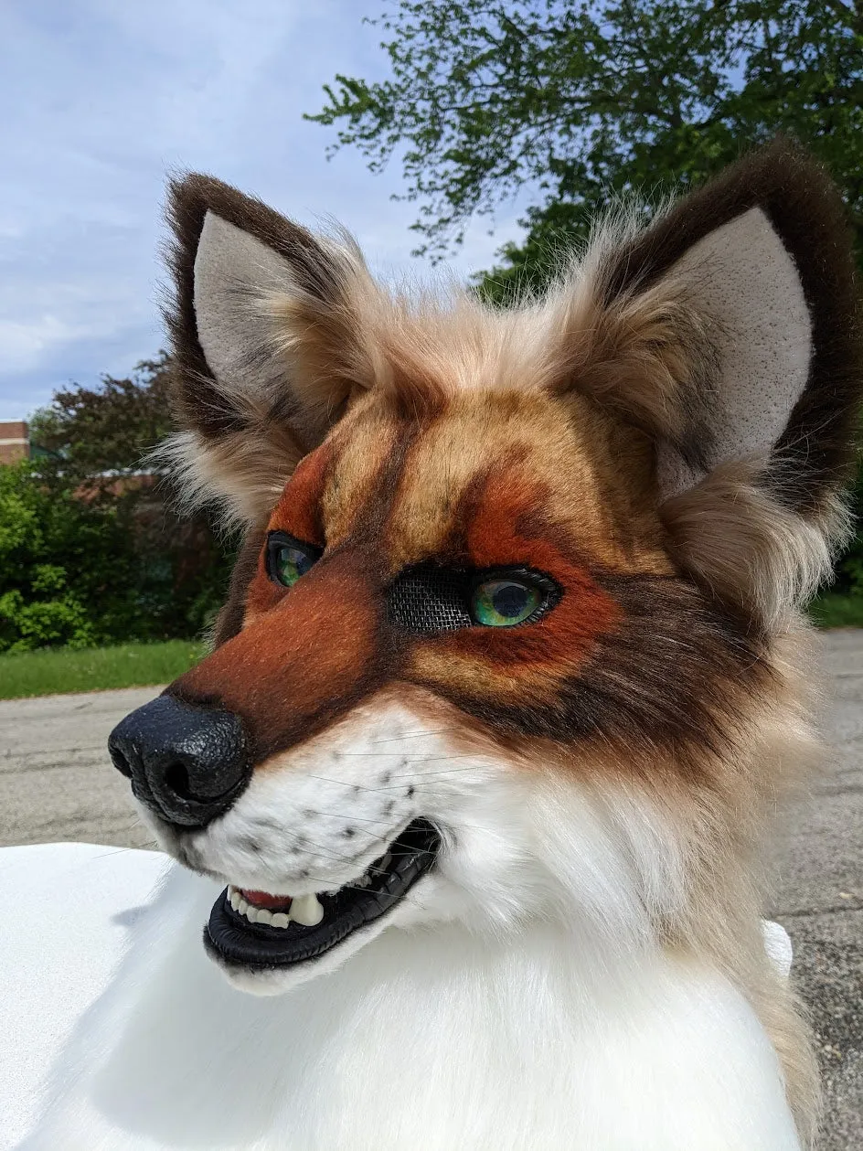 Brown with Green Eyes Wolf/dog Head, Hands, Tail.
