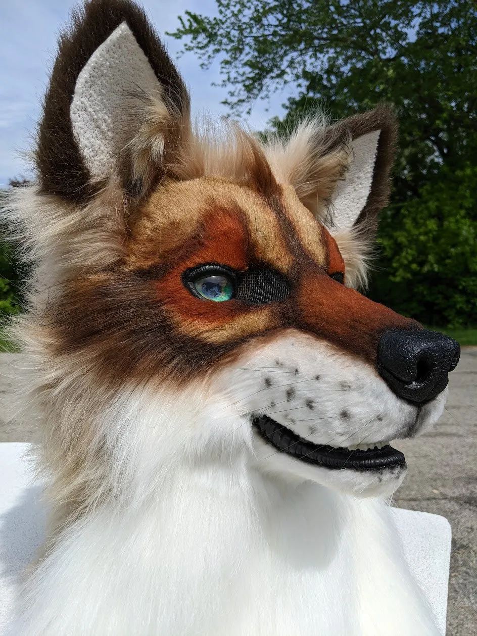Brown with Green Eyes Wolf/dog Head, Hands, Tail.