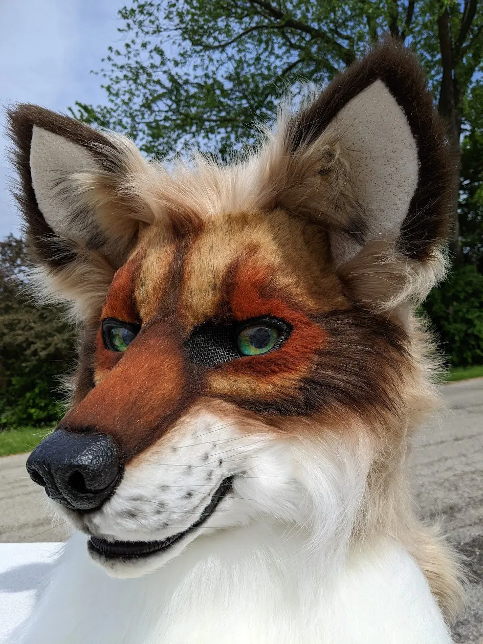 Brown with Green Eyes Wolf/dog Head, Hands, Tail.