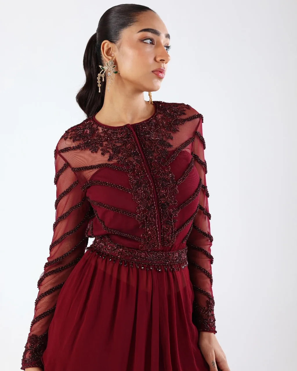 Burgundy Merchant Sharara Set